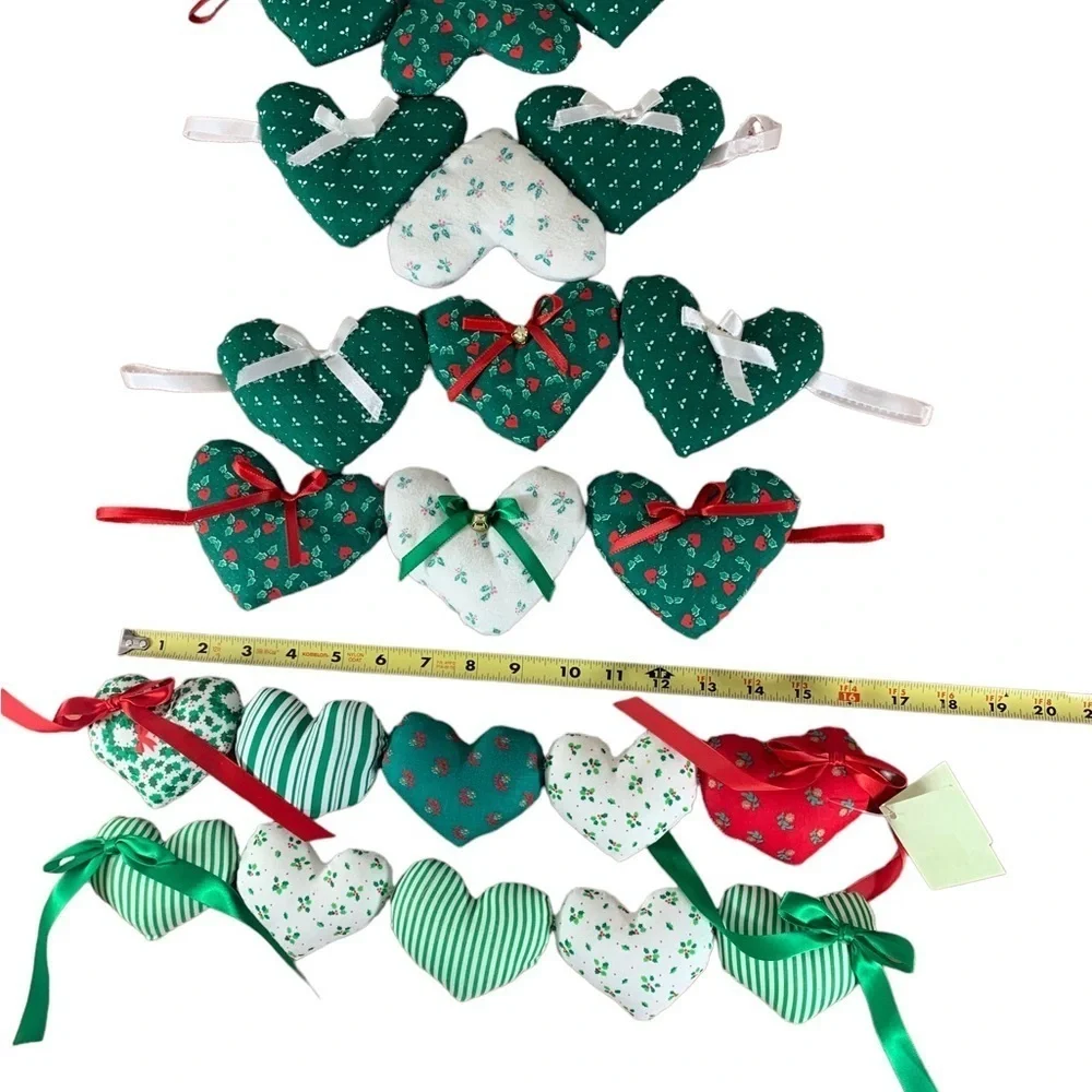 Vintage 90s Handmade Christmas Holiday Love Heart | Lot of - 16 ornaments